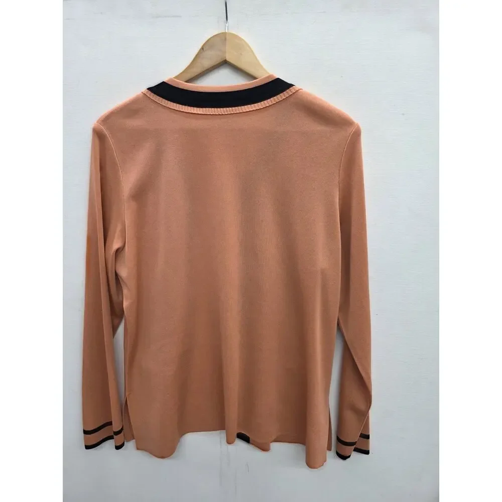 Misook Orange Black knit cardigan jacket Size Large
